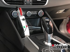 Pochette - Black Italy - Tuxedo Leather w/ White Stitching & Embroidered Italian Flag